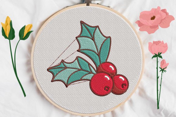 Christmas Cherry Embroidery Design